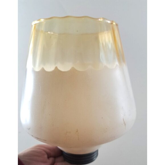 Vintage Frosted Glass Light Cover Lamp Shade Scalloped Edge Screw Bottom - Picture 6 of 6
